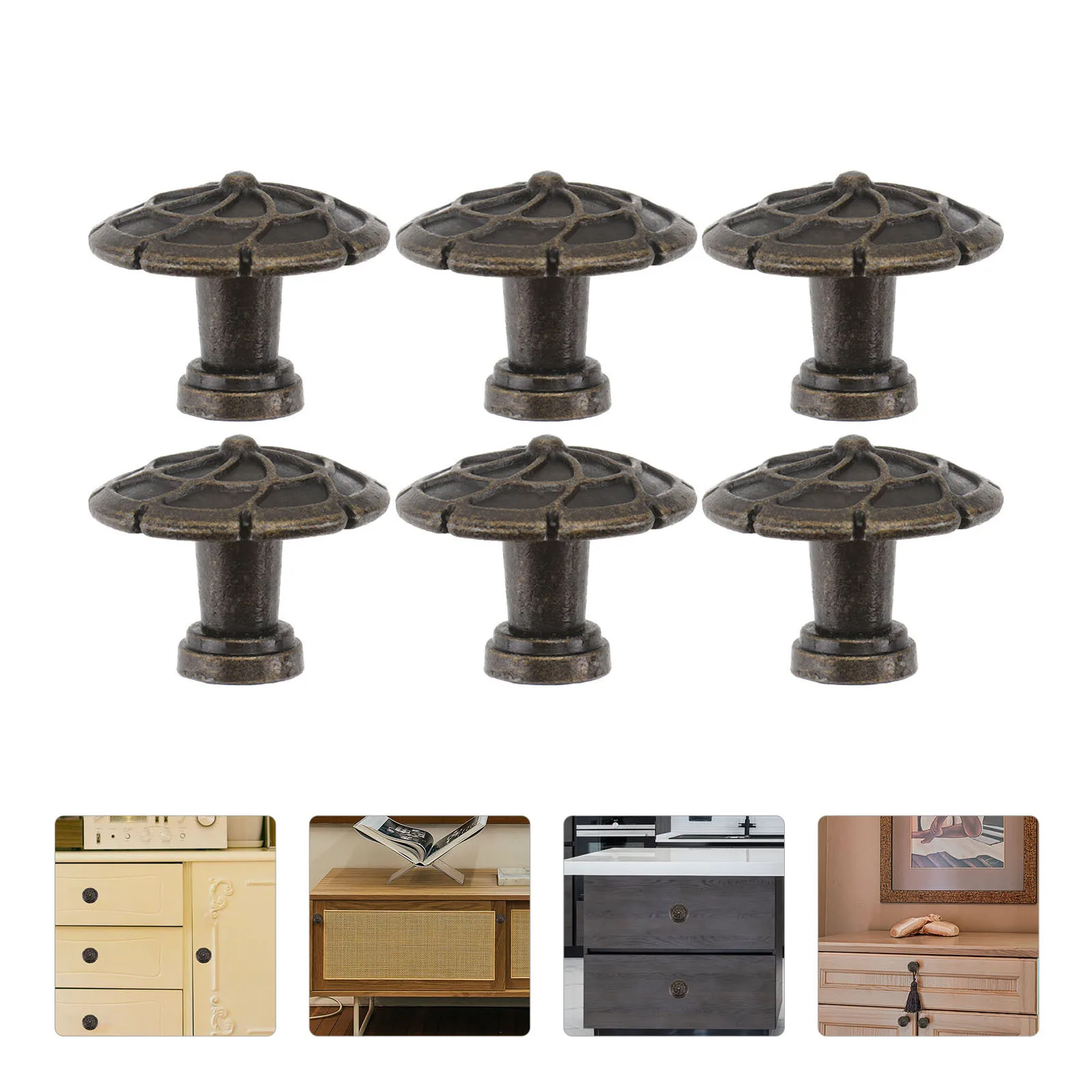 

6Pcs Solid Copper Cabinet Door Pull Handles Single Hole Drawer Knobs Durable Furniture Handles for Wardrobe Cupboard
