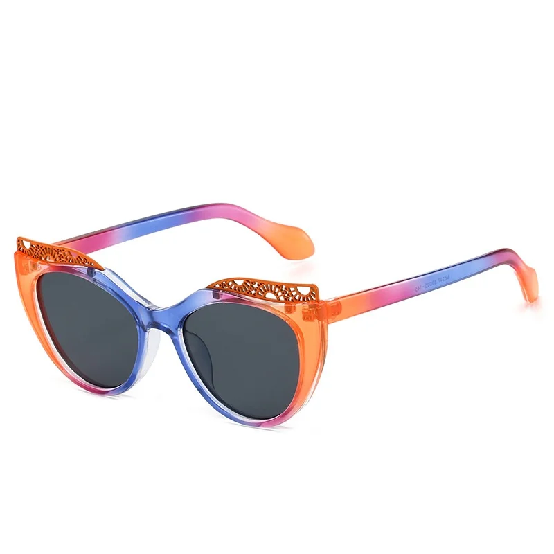 

New Luxury Color Matching Colorful Cat Eye Women Sunglasses Personality Hollow Frame Design Casual All Match Men Glasses UV400