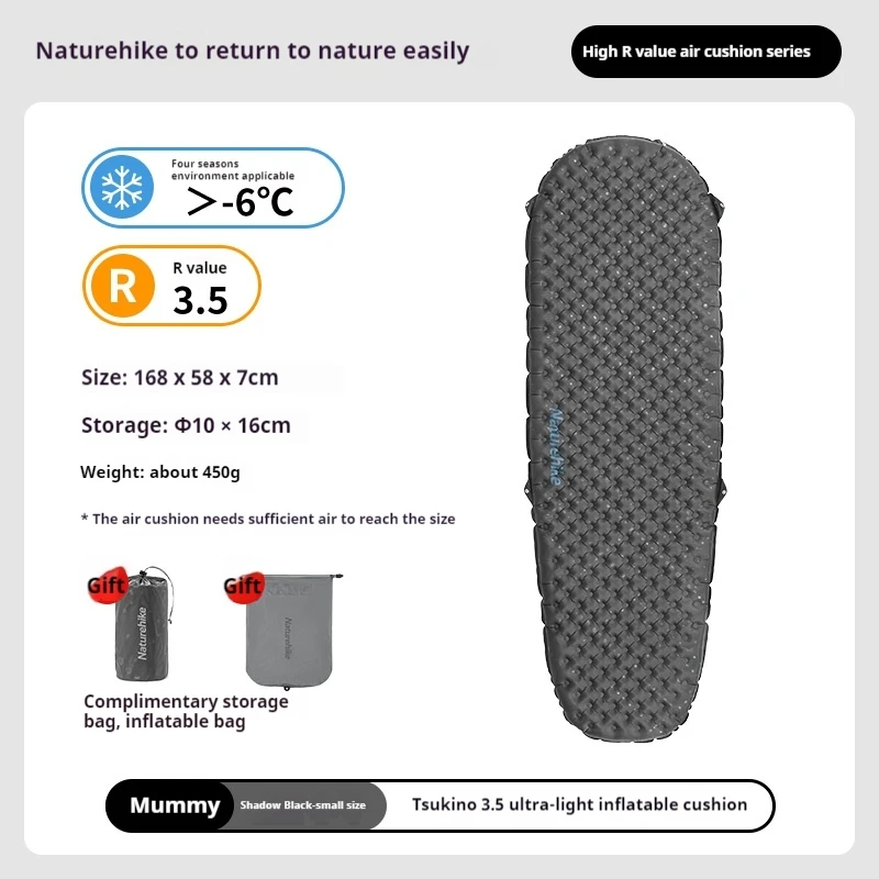 Naturehike Selbstaufblasende Matte Aufblasbare Wärmedämmung Matratze Einzel Paar Luft Camping Bett Isomatte Ultraleicht R3,5 3