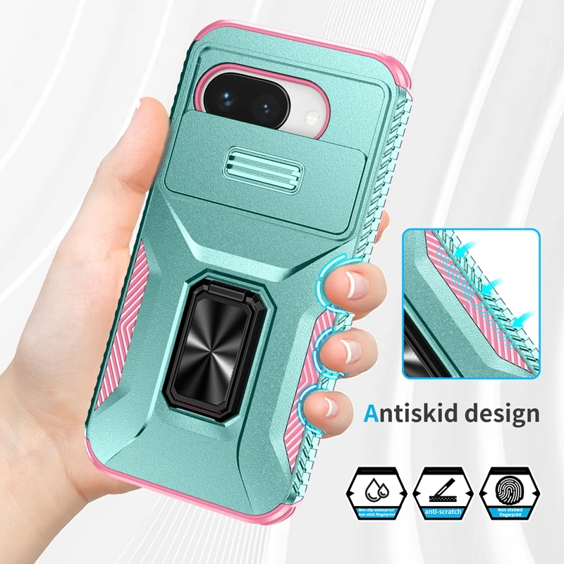 Pixel 9 A حافظة حامل حلقي من الدرجة العسكرية لهاتف Google Pixel 9A 8A 7A 7 8 9 10 Pro XL عدسة الكاميرا غطاء منزلق Pixel9A الوفير #5