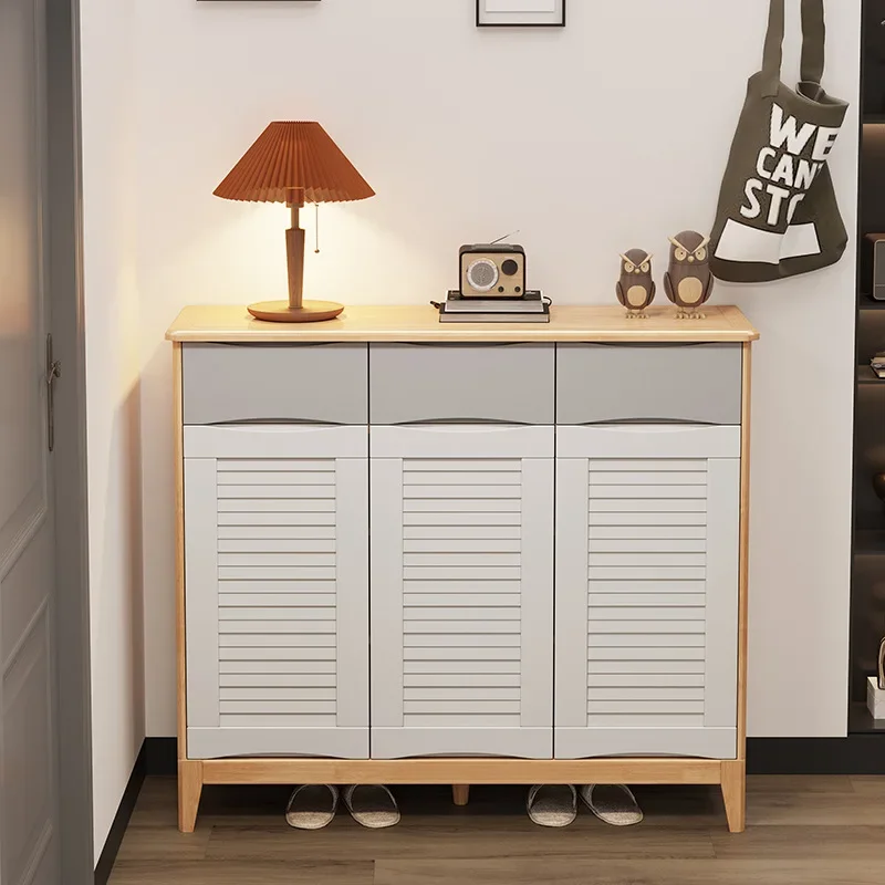 Simple Nordic all-solid wood shoe cabinet