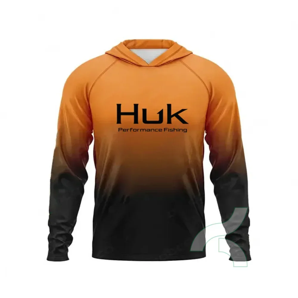 HUK-Camiseta De Pesca con capucha, Camisa De manga larga, transpirable, protección solar, secado rápido, UPF50 +