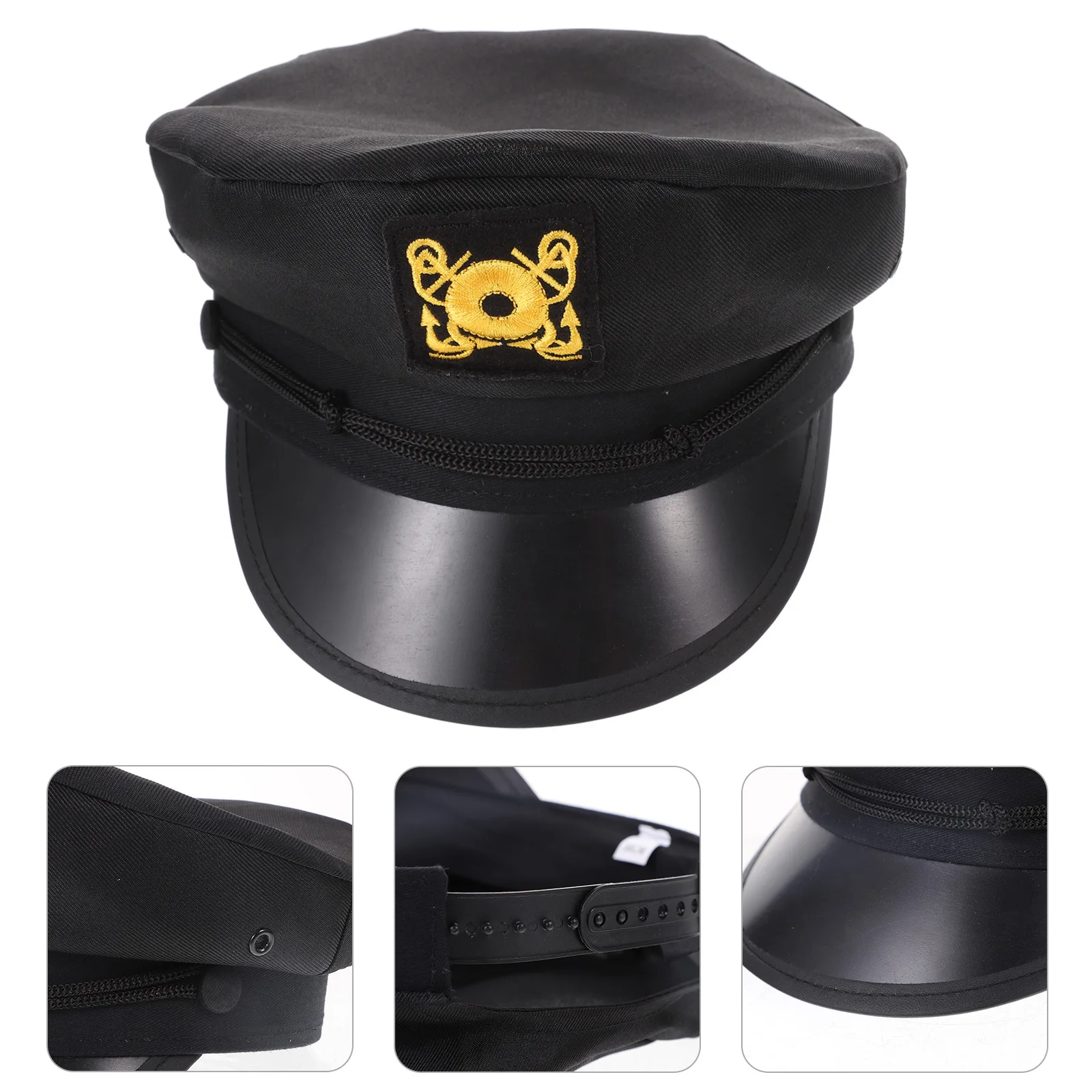 Polyester-Kapitänshut für Männer und Frauen, stilvoller Matrosenhut mit gebogener Krempe, Sonnenschutz für den täglichen Gebrauch, Urlaub, Urlaub, Dating