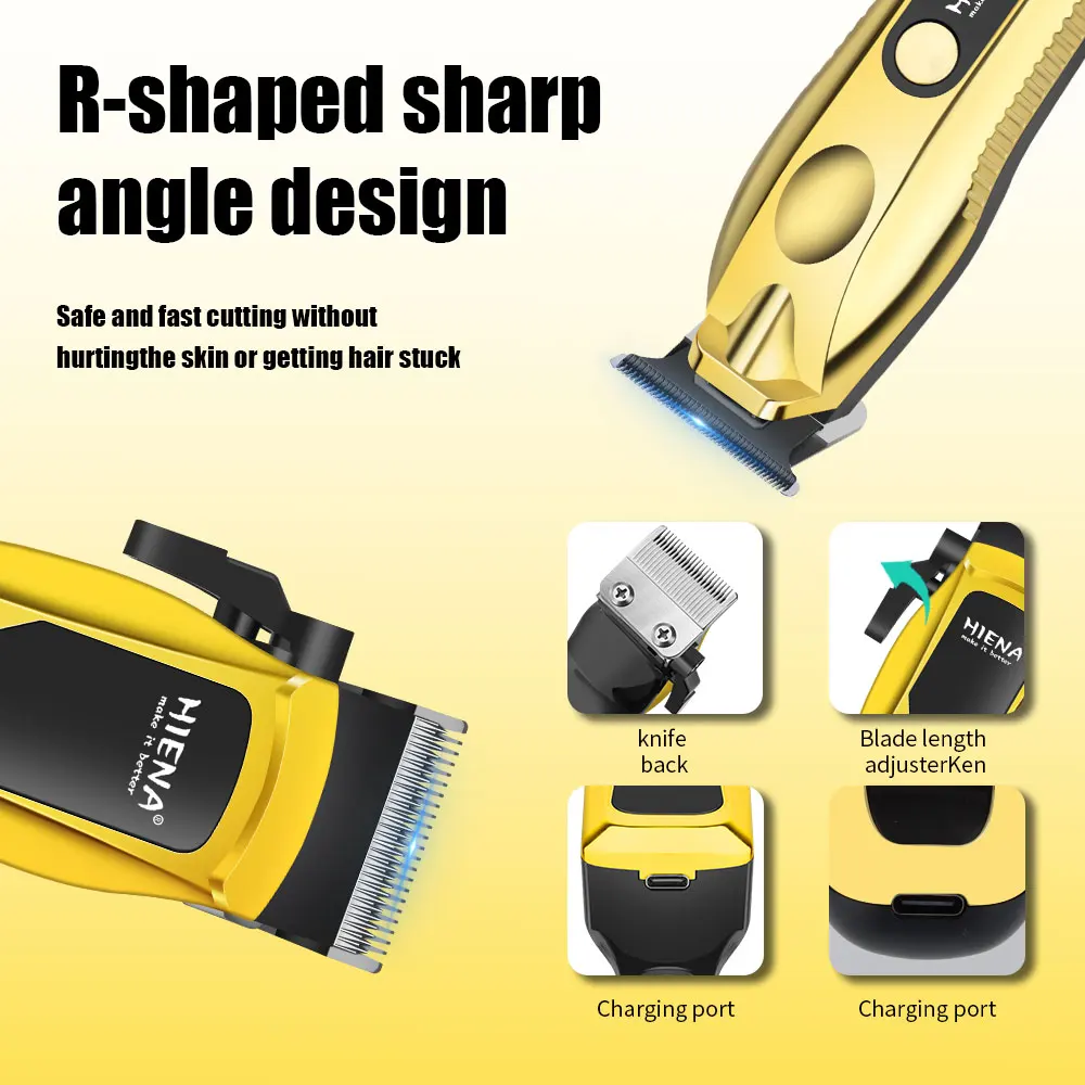 HIENA 4-in-1 Men's Grooming Kit Hair Clipper, Trimmer, Foil Shaver & Nose Trimmer USB Rechargeable LCD Display