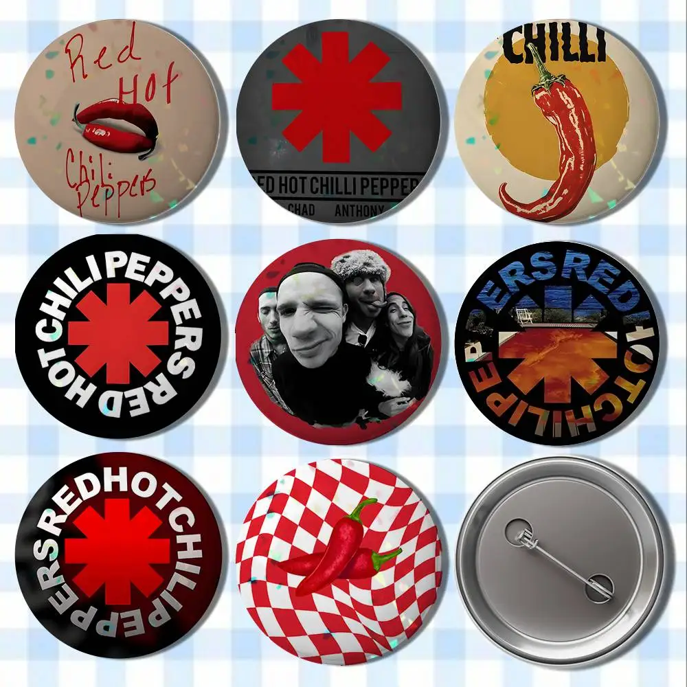 

R-Red Hot C-Chili Peppers Badges Button Round Creative Pin Brooch Badge Bag Decor Accessories Fans Collect Friends Gifts