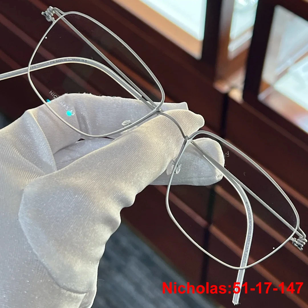 

Denmark Square Titanium Glasses Frame NICHOLAS Men Women Business Screwless Ultralight Thin Rim Eyeglasses Gold Wire Spectacles
