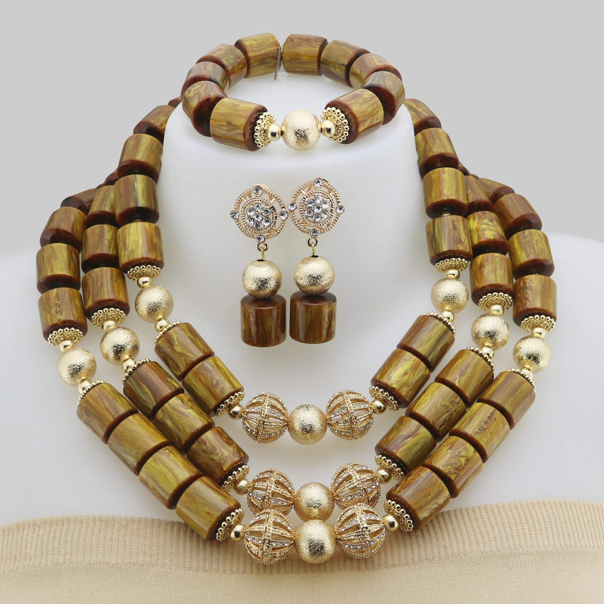 Resin Jewelry Traditional Nigerian Wedding Resin Beads Bridal Jewelry Sets Resin  African Beads Jewelry Necklace Set