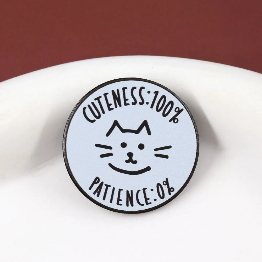 Lustige Katzen-Emaille-Pins Niedlichkeit 100% Geduld 0% Tier-Broschen Kreative und Humorvolle Abzeichen Schmuckgeschenk für einen Freund – Detail 6
