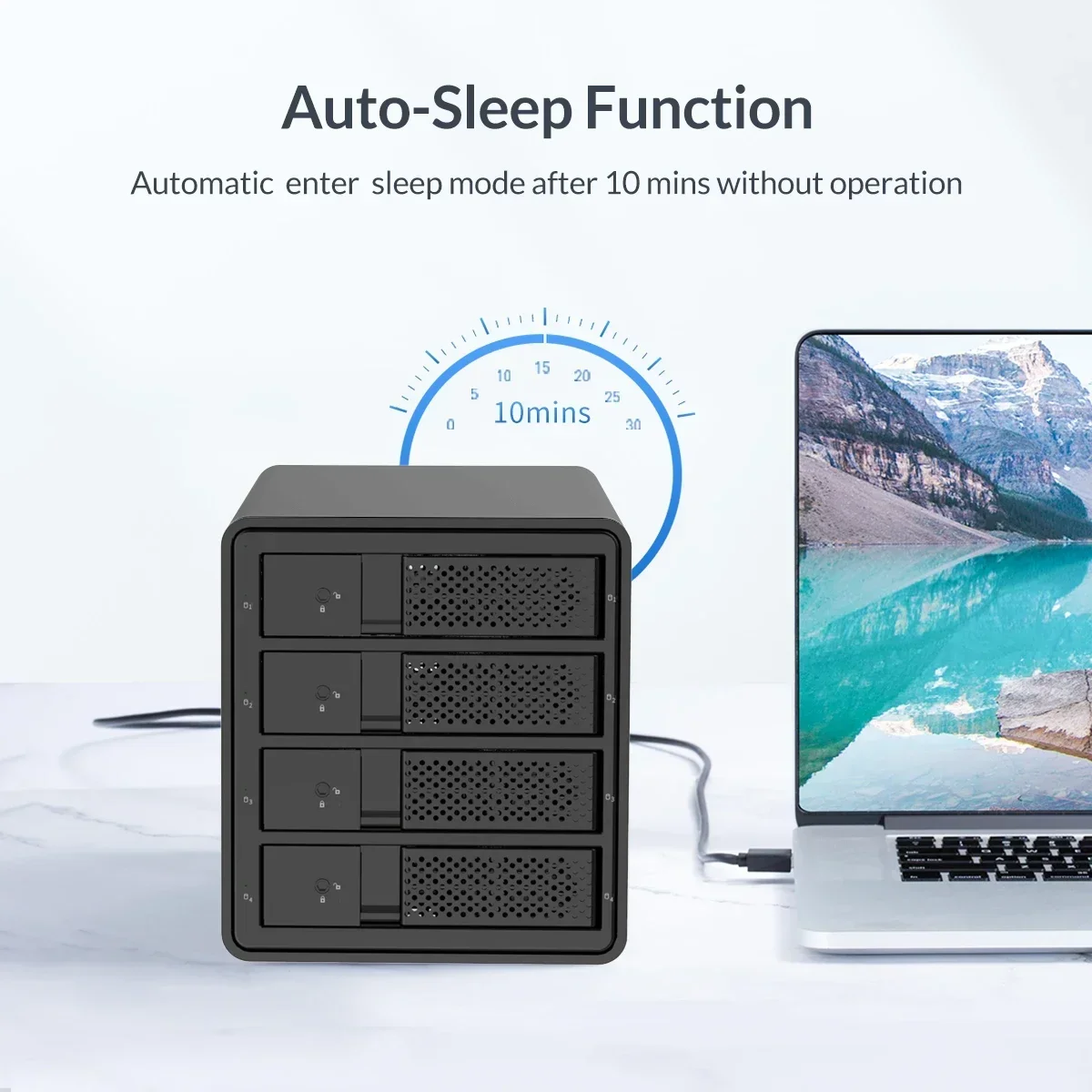 ORICO Caja de disco duro de 3,5 pulgadas Caja de aluminio 4 bahías SATA a USB3.0 Estación de acoplamiento HDD Caja de disco duro externo con UASP