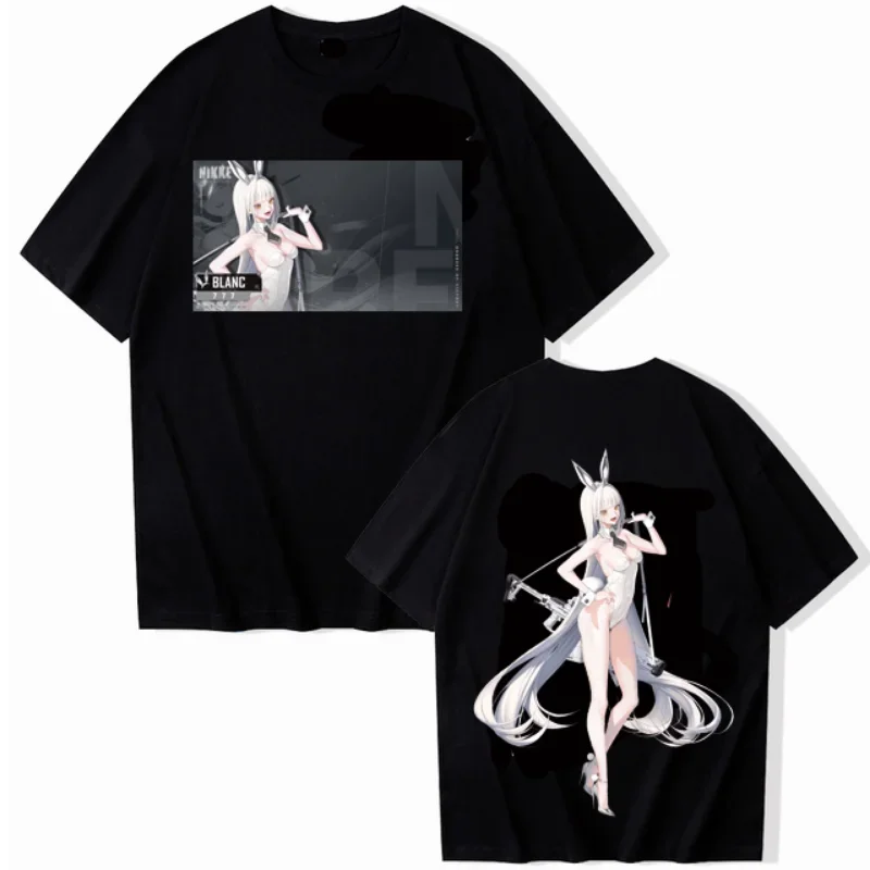 Hentai Nikke Game Sexy Black White Bunny Girl Printed Man T-shirt Exposed Bikini Swimsuit Waifu Otaku Tops Harajuku Soft Tees