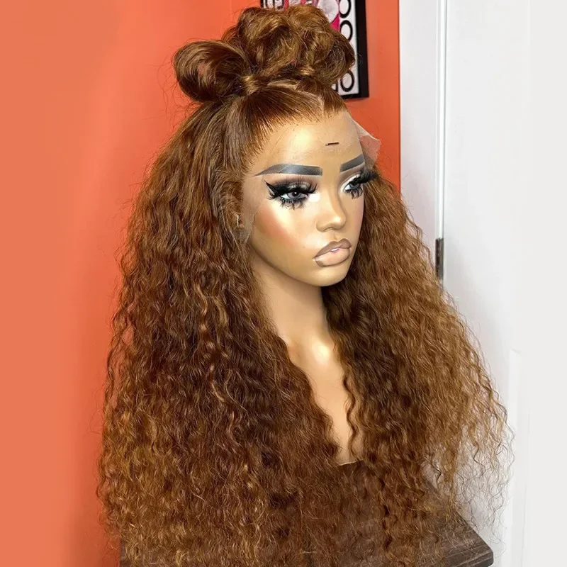 

26Inch 180Density Soft Natural brown Kinky Curyl 13*4*1 Lace Front Wigs For Women With Baby Hair Synthetic Fiber Daily Wear Wigs