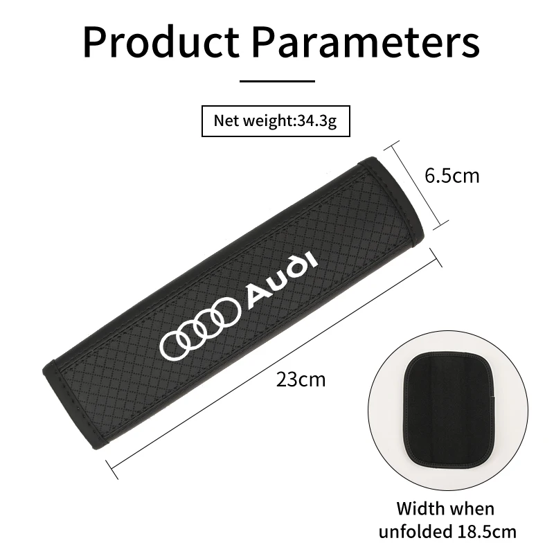 Car Leather Safety Belt Shoulder Cover Seat belt Seat Belt Padding Pad For Audi Sline A3 A4 RS5 A6 A7 A8 Q2 Q3 Q5 Q7 Q8 Quattr view 6