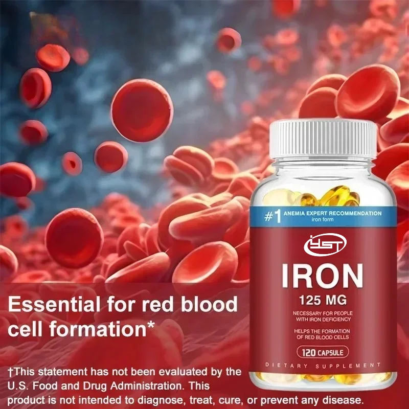 Iron Supplement 125mg - Maximize Absorption, Support Cellular Energy, and Promote Normal Red Blood Cell Production