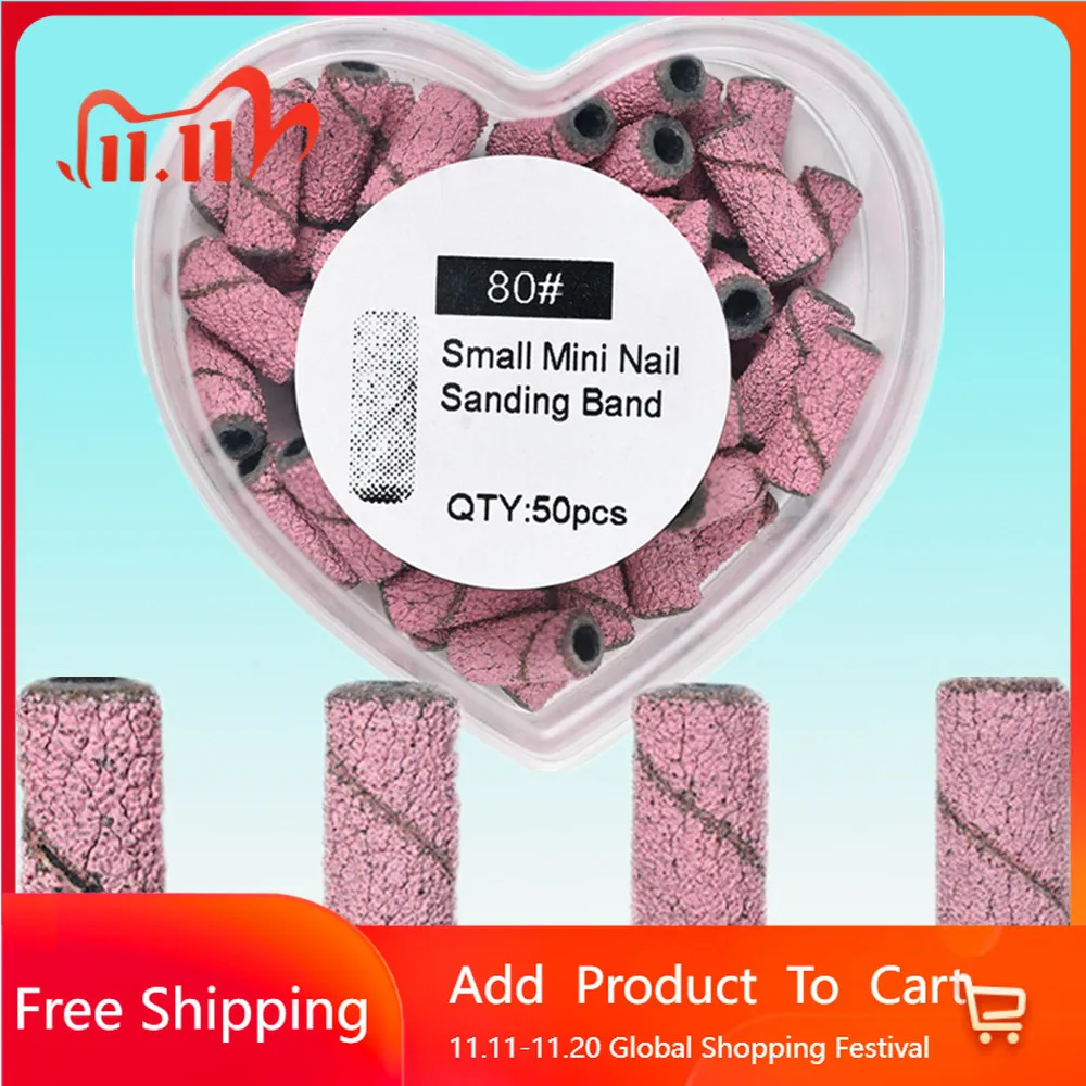 

50pcs Mini Sanding Bands Kits Nail Drill Bits Mandrel Sets Electric Manicure Accessories Tool Dead Skin Remover