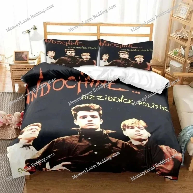 

3D Print Indochine Rock Logo Bedding Set Double Twin King Duvet Cover Comforter Pillowcase Boys Girls Adults Bedroom
