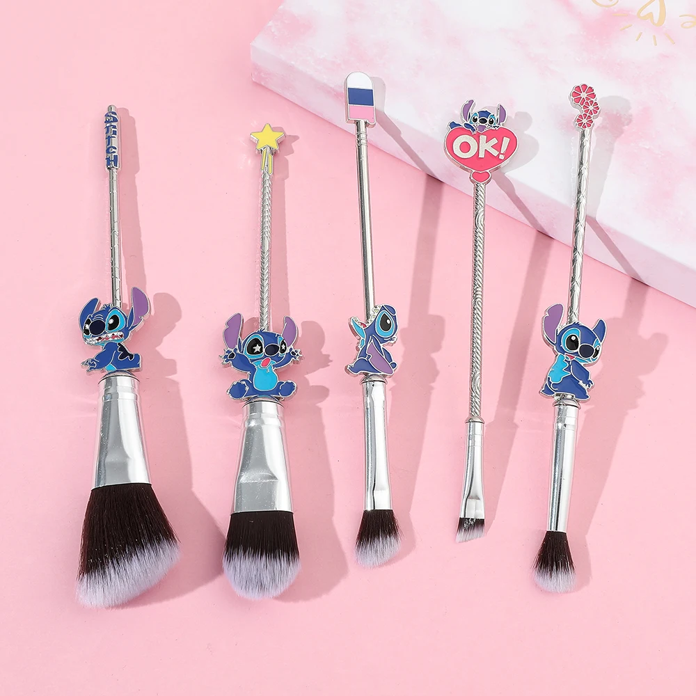 5pcs/lot Stitch Disney Cartoon Figure Makeup Brush Anime Cute Cosplay Model for Women Girl Makeup Brush Tool Girls Gifts