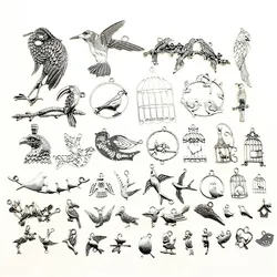 WYSIWYG 40g Antique Silver Color Zinc Alloy Random Mix Styles Birds Charms DIY Handmade Craft For Jewelry Making