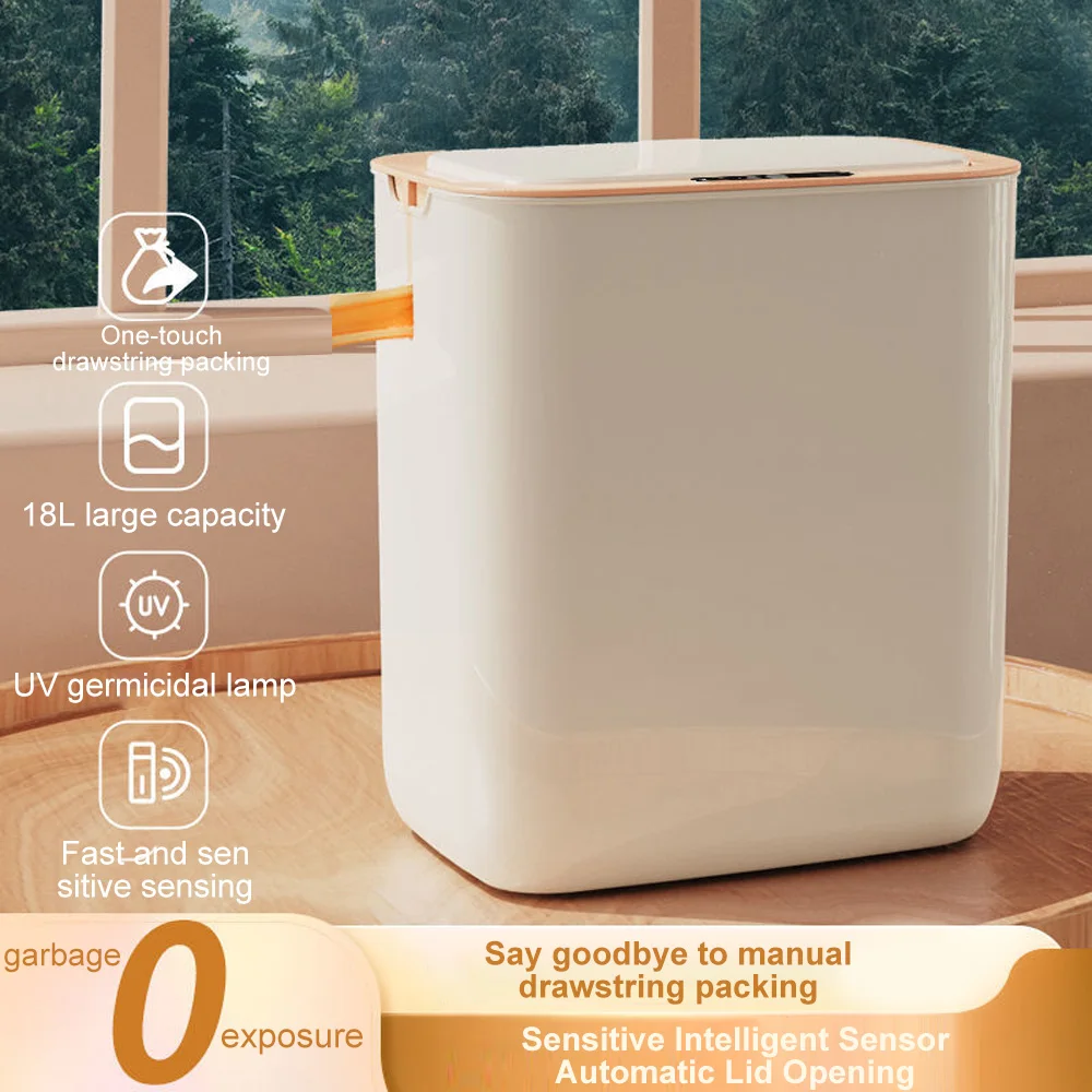 18L Smart Sensor Trash Can With Display Recharging Automatic Wastebin For Bathroom Kitchen Toilet Wastebasket Smart home