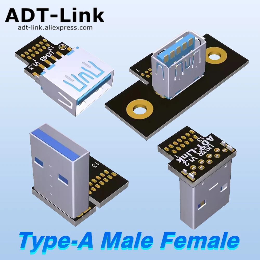 ADT USB Sockets USB Connectors Assortment Kit Type A Male Female Connector, 13Pin Male Port Female Pinboard DIY PCB DIP Adapter