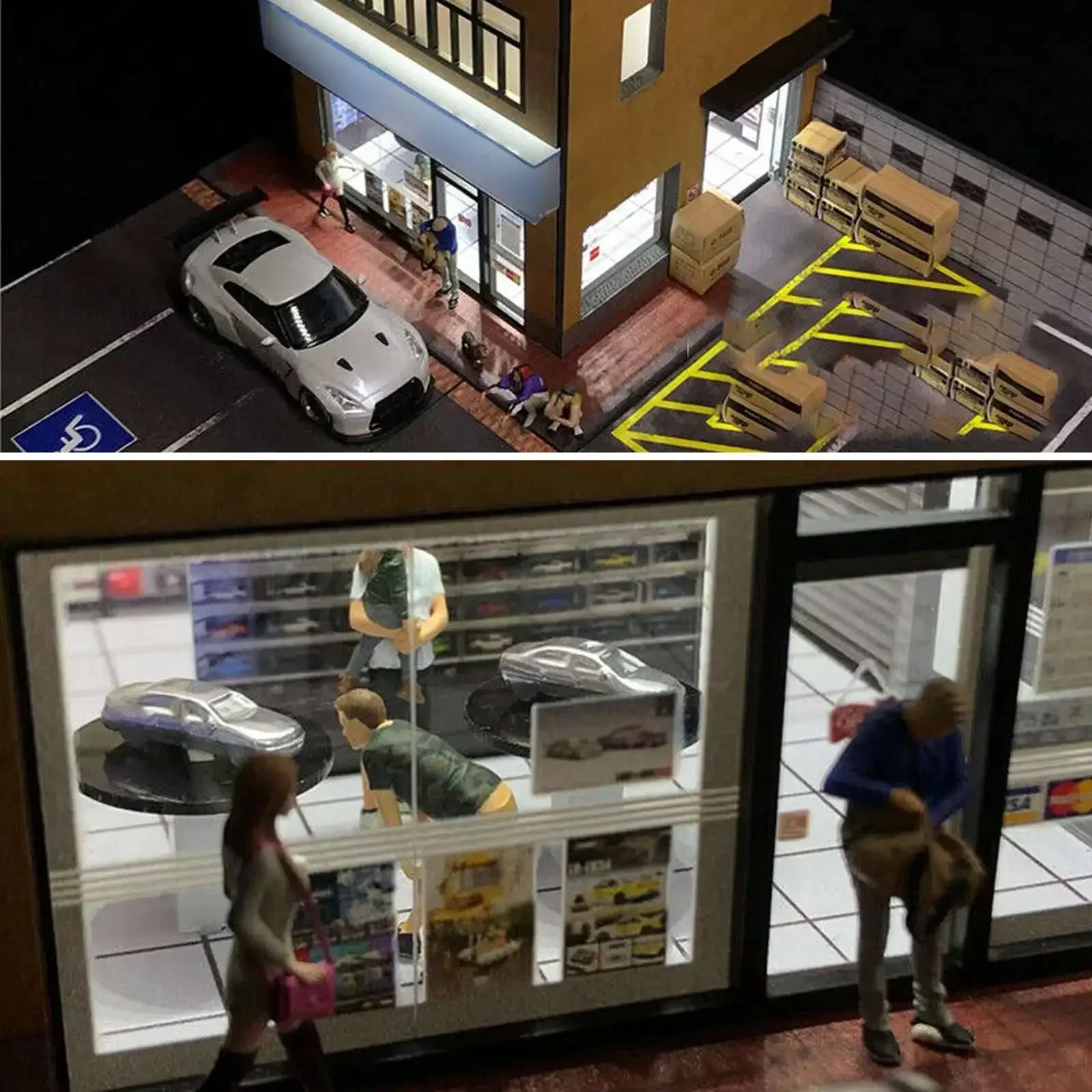 G-FANS Model 1:64 model shop building led diorama