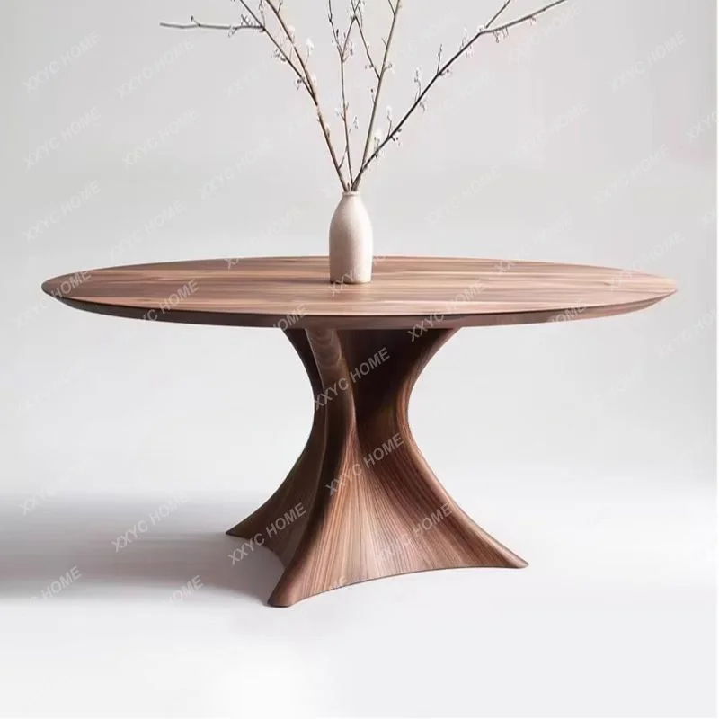 

Simple luxury solid wood round table size apartment retro fashion art high-end round dining table