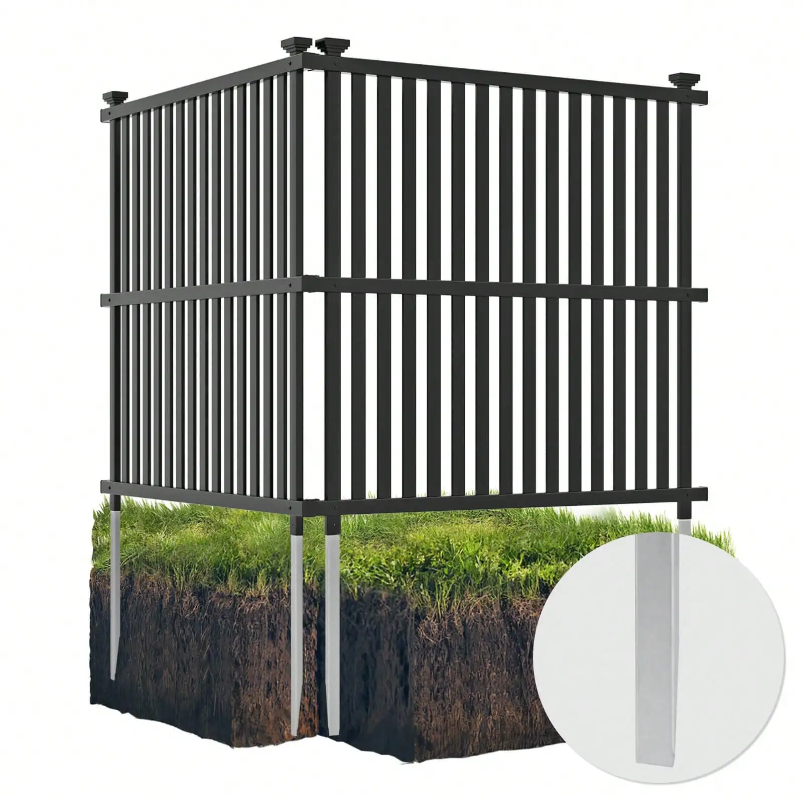 Lifezeal 2/4 PCS Air Conditioner Fence Panels With Metal Ground Stakes No Dig Trash Can Enclosure Black