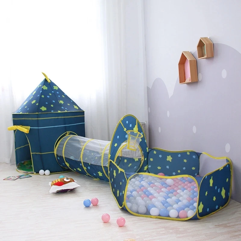 Boys Girls Tent House Toy Ball Pool Portable Children Tipi Tent Crawling Tunnel Pool Ball Pit House Kids Removable Tent Gifts