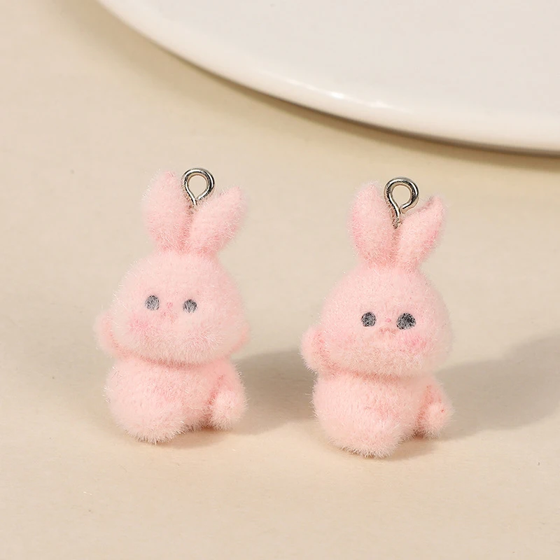 かわいい漫画の動物のペンダント、DIYキーホルダーイヤリング、植毛ラッコ、イエローチキンチャーム、ジュエリーアクセサリー、ギフト、5個