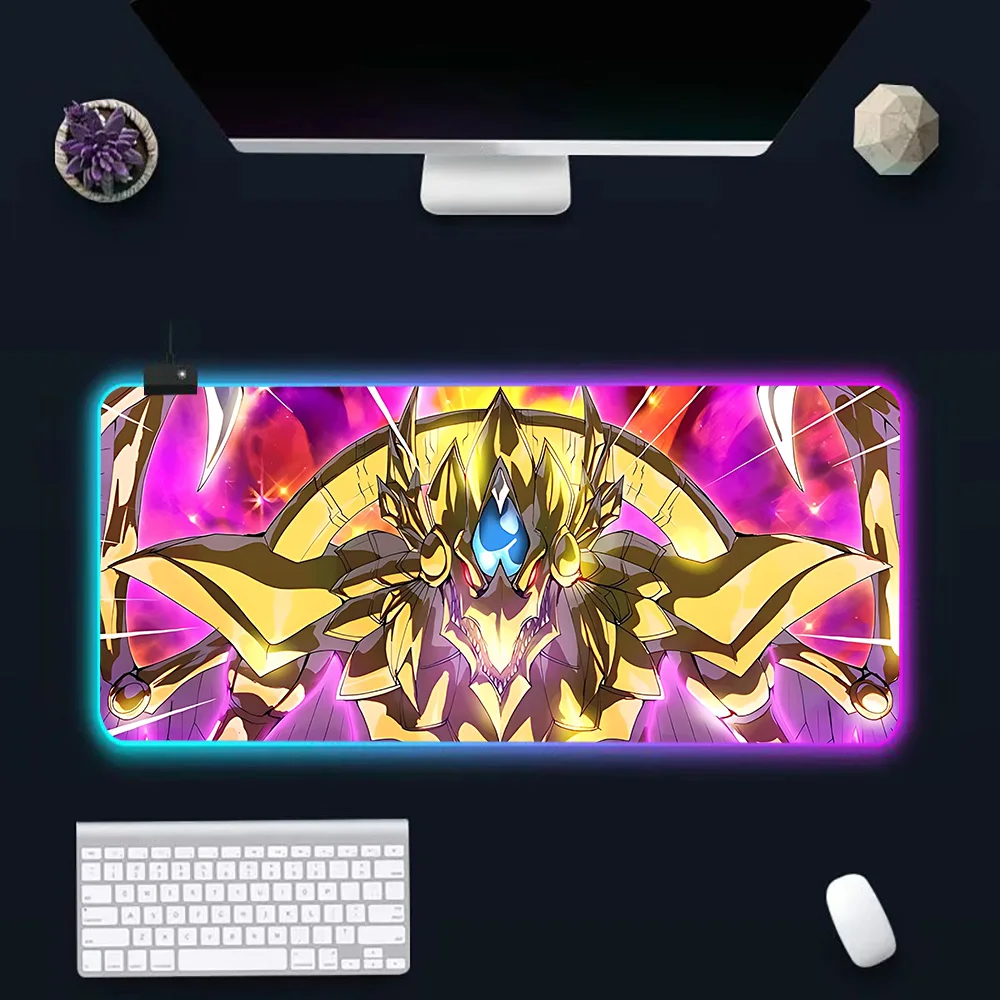 YuGiOh OBELISK THE TORMENTOR RGB Pc Gamer Keyboard Mouse Pad Mousepad LED Glowing Mouse Mats Rubber Gaming Computer Mausepad