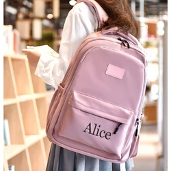 Mochila monocromática personalizada para alunos do ensino médio, nome bordado personalizado, mochila de grande capacidade, novo