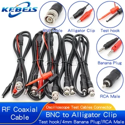 1PCS BNC Q9 to BNC RCA Dual Hook Clip Alligator Clip Cables 4MM Banana Plug Oscilloscope Test Probe Connector