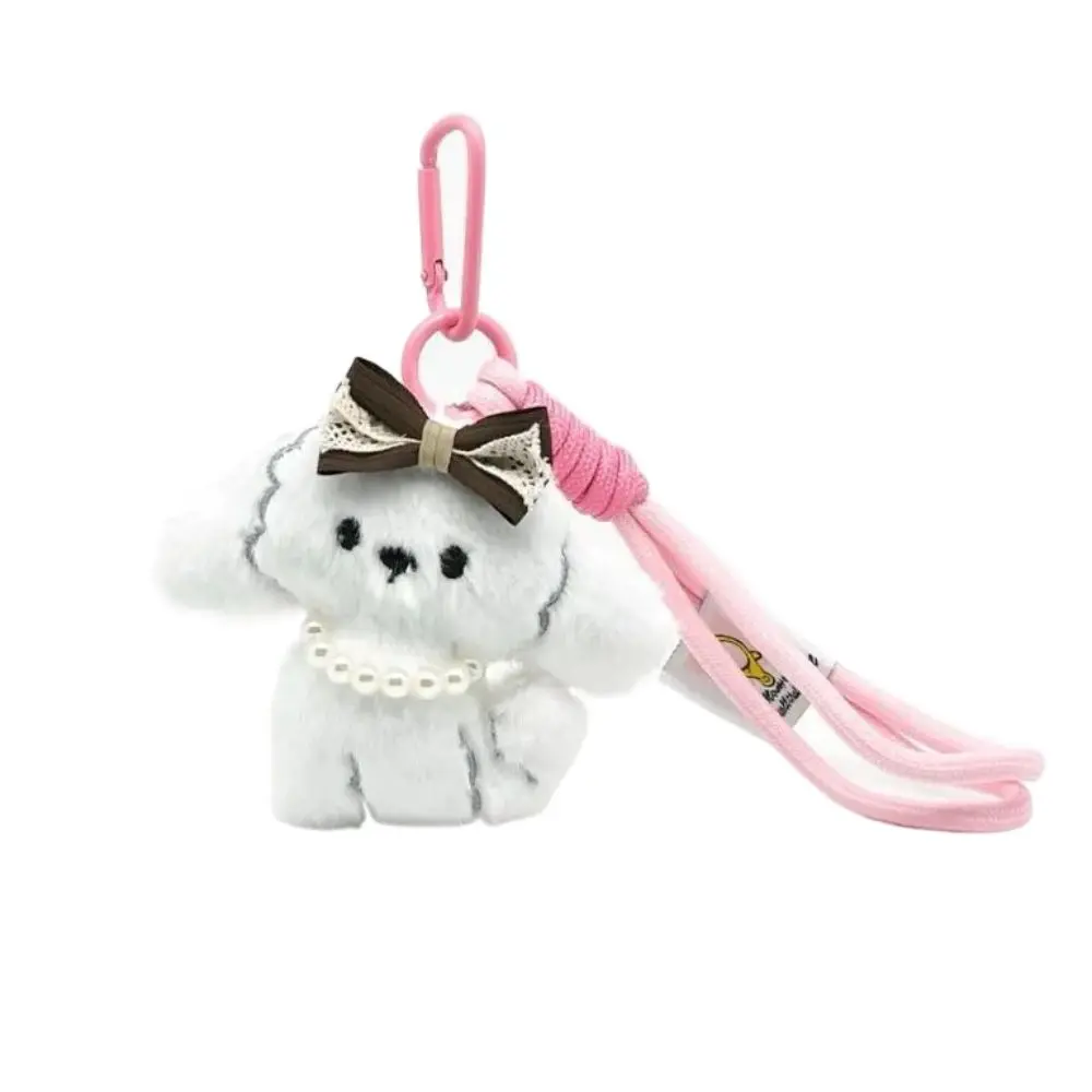 Cute Love Heart Bow Dog Keychain Fashion Stuffed Couples Keychain Creative Doll Pendant Gifts