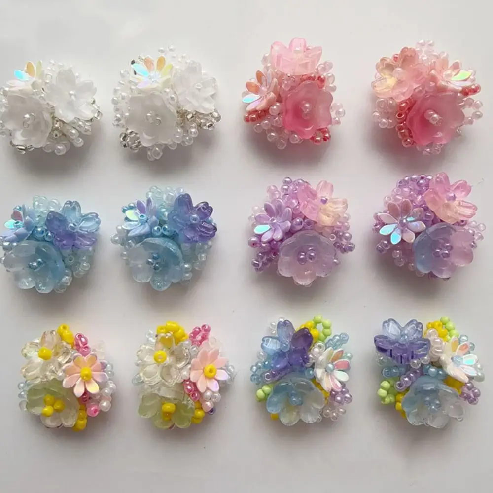 3D Design Flower Patches Non Slip Sturdy DIY Buckle Beaded Applique Transparent Jelly Wholesale Pack Shoe Flower Decoration