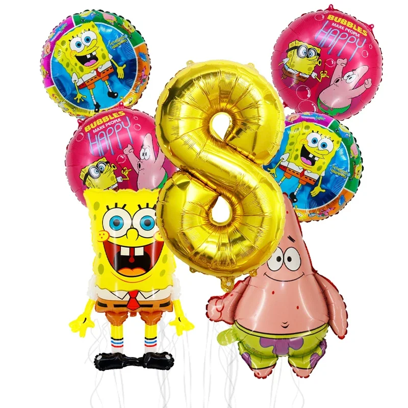 7 Stück Cartoon SpongeBob Patrick Star Folienballons Mädchen Junge Kindergeburtstag Party Dekoration Babyparty Ballons Geschenke – Detail 8