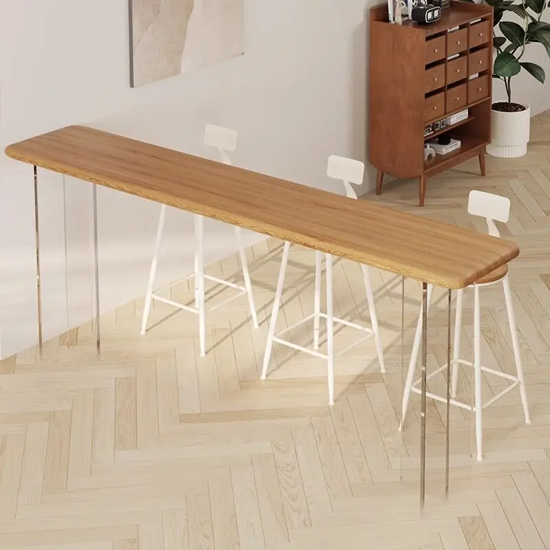 Solid wood balcony table bar table log cream style acrylic suspended solid wood wall bar table desk ins style