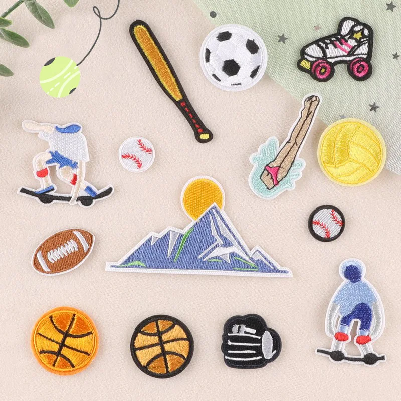 

Football Skateboarding Basketball Baseball Iron-on Embroidery Badge Patch DIY T-shirt Dress Backpack Clothing Appliques Sticker