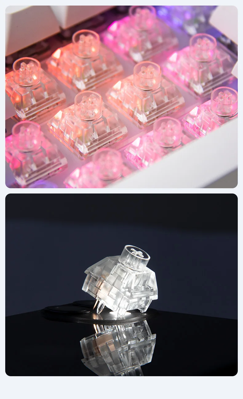 1/3/5 stücke kailh box quallen pro mechanische tastatur schalter voll transparent rgb mechanische bixia glasur menling linear taktil – Detail 8