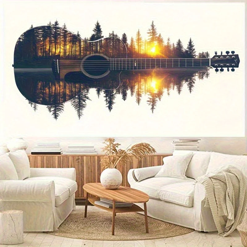 Lake Surface Guitar Digital printing polyester wall tapestry suitable for use in living rooms bedrooms offices bars and party