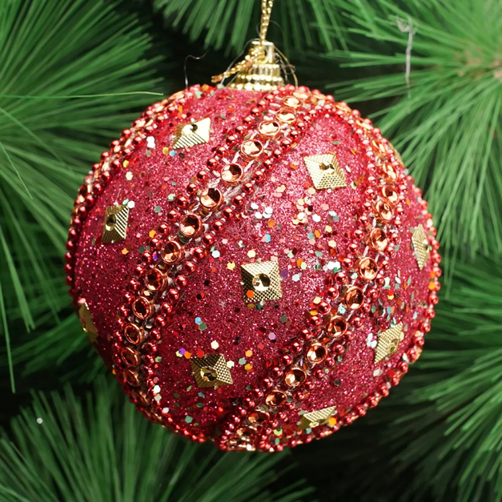 Merry Christmas Rhinestone Glitter Baubles Ball Xmas Tree Ornament Decoration Large Hanging Pvc Ball Bauble For Xmas Home