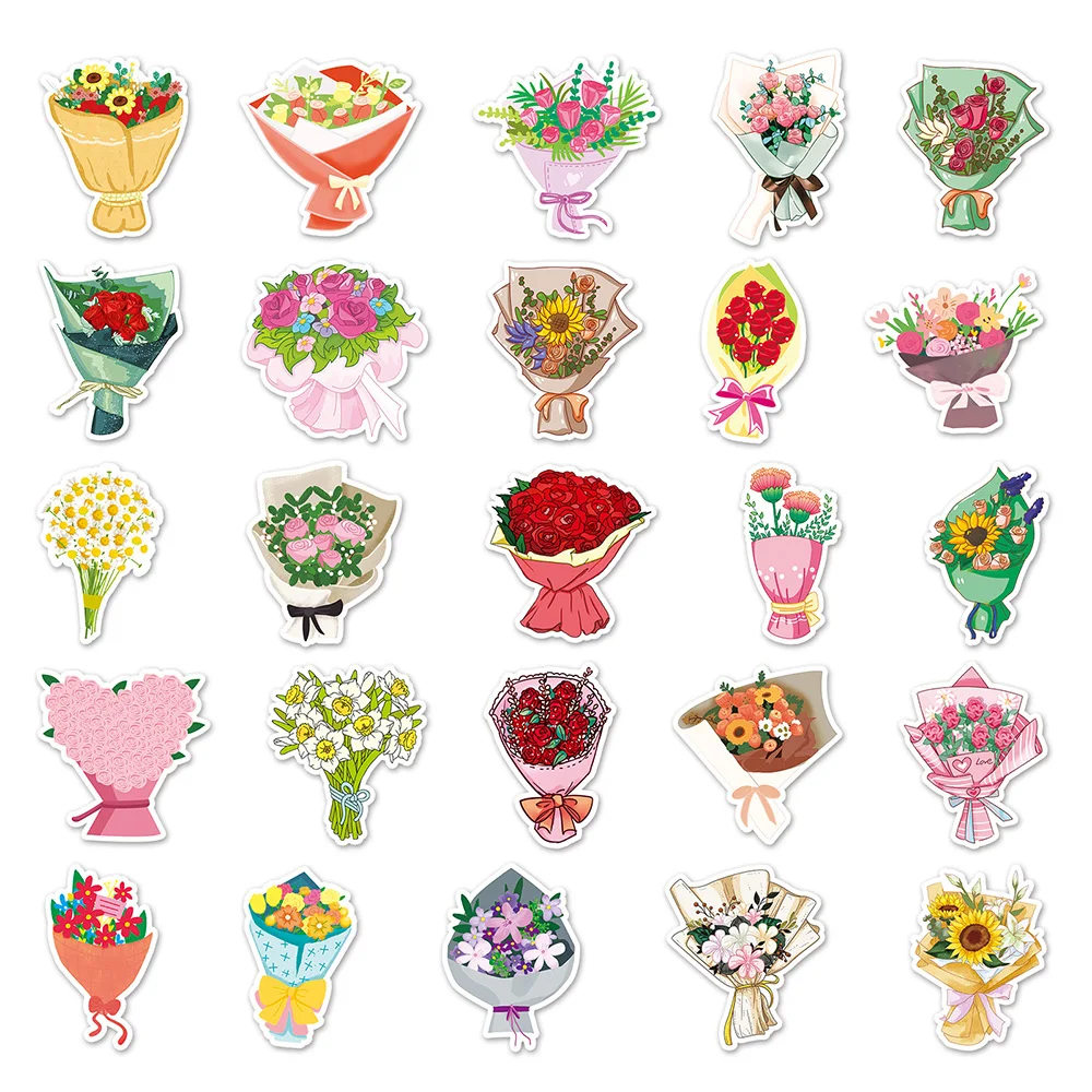 10/30/50pcs Cute Cartoon Flowers Stickers Aesthetic Decoration Laptop Phone Diary Album Planner Graffiti Stickers Decals Kid Toy