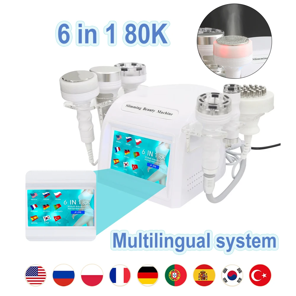 New 6 in 1 80K Lipo Cavitation Ultrasonic Vacuum Slimming Machine Weight Loss Body Sculpting Skin Tightening Lifting Device