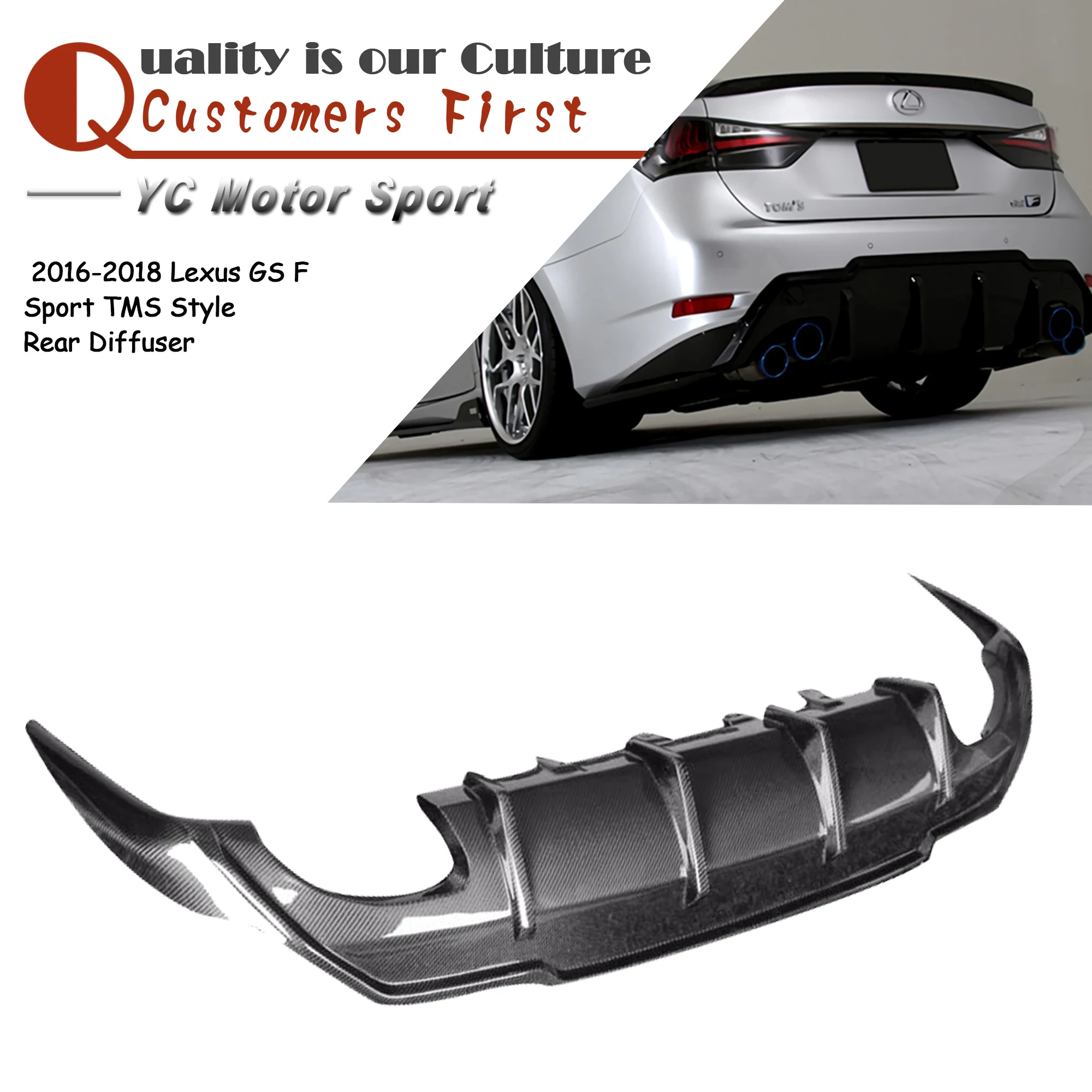 Car Accessories Carbon Fiber TM Style Rear Diffuser Fit For 2016-2018 Lexus GS F Sport TM Style Rear Diffuser