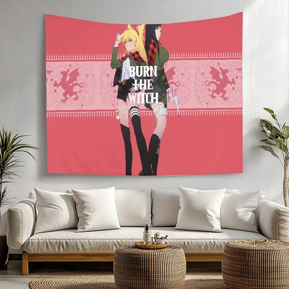 حرق الساحرة الرسوم المتحركة الرسوم المتحركة معلقة البوهيمي نسيج البوهيمي جدار المفروشات ماندالا Kawaii غرفة ديكور