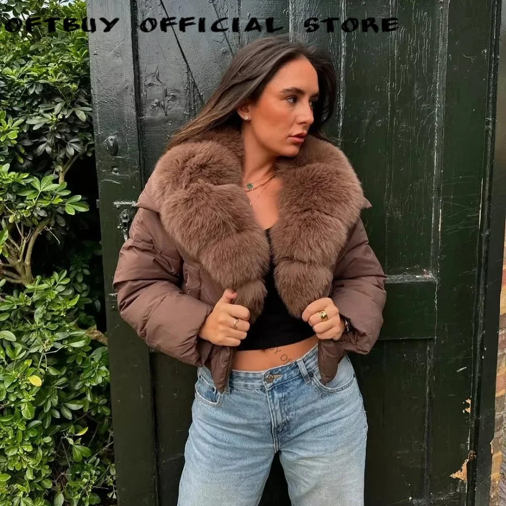 OFTBUY Fur Coat Woman Jacket with Natural Fur for Women Real Fur Coats Down Coats & Parkas Lightweight Padded Jackets with Fur