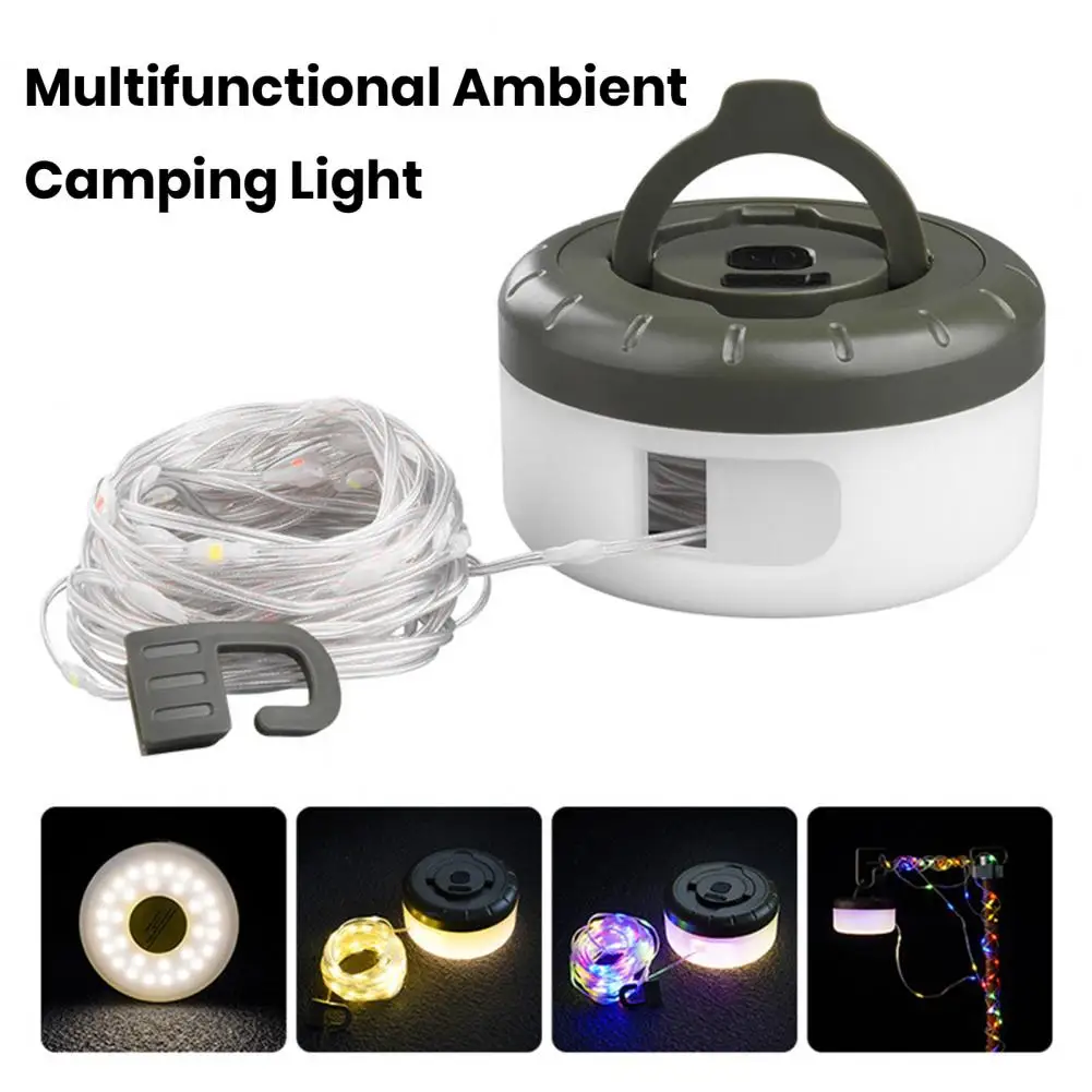 Hand Crank Camping String Light Waterproof LED String Light Battery Powered Patio Light Colorful String Lamp Outdoor Tent Light