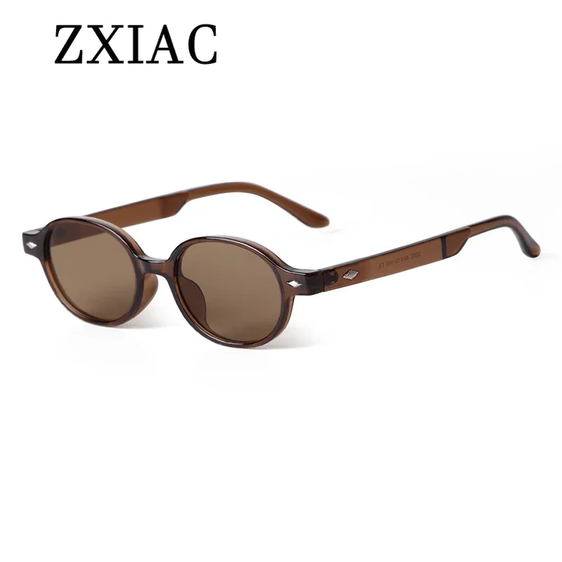 ZXIAC Retro New Small Rectangle Frame Sunglasses Women Concave Thick Rim Dopamine Glasses Men Fashion Trend Casual Shades UV400