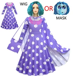 Kids Inside Out Cosplay Envy Costumes Girls Polka Dot Long Sleeves Princess Dress Fantasy Vestido Child Girls Halloween Clothes