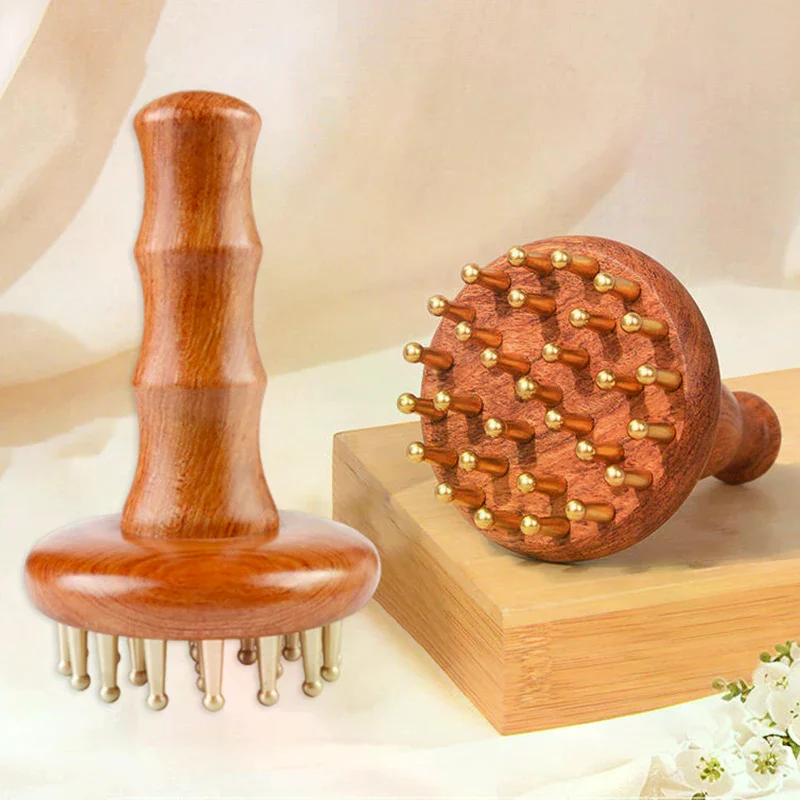 

29-Tooth Solid Brass Meridian Brush Craftsmanship Wooden Handle Massager Brush Multipurpose Beauty & Body Shaping Massage Tool
