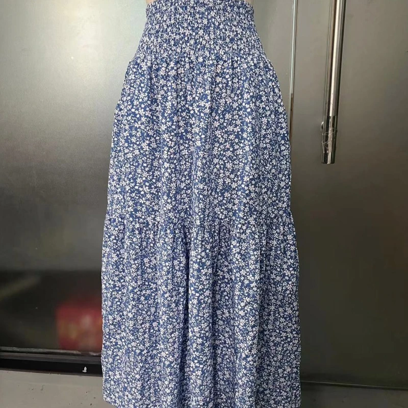 Women's Skirt Half Body Skirt Feeling Spliced Umbrella Skirt Summer Casual Loose Beach Skirt Elegant Ladies Flowy Skirt