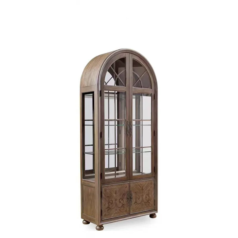 American style solid wood dining side cabinet to make old restaurant glass storage cabinet